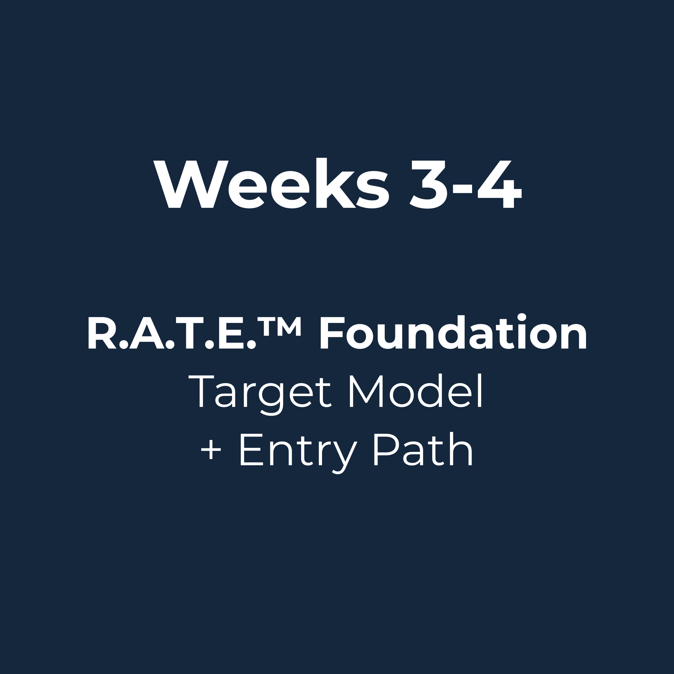 R.A.T.E.™ Foundation Week 3-4 R.A.T.E.™ Foundation Week 3-4